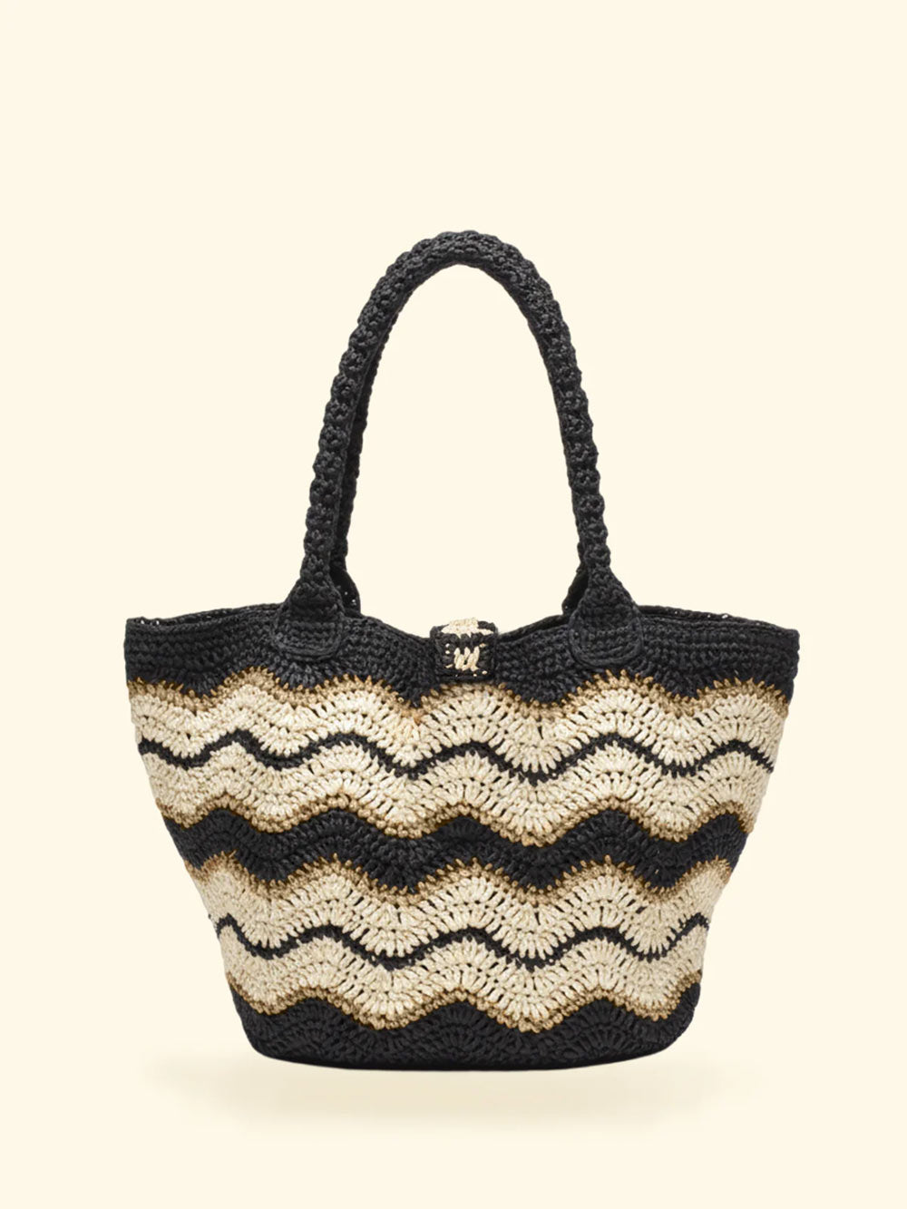 Maxi Bag Donna Paglia Uncinetto FK Bottone Frontale