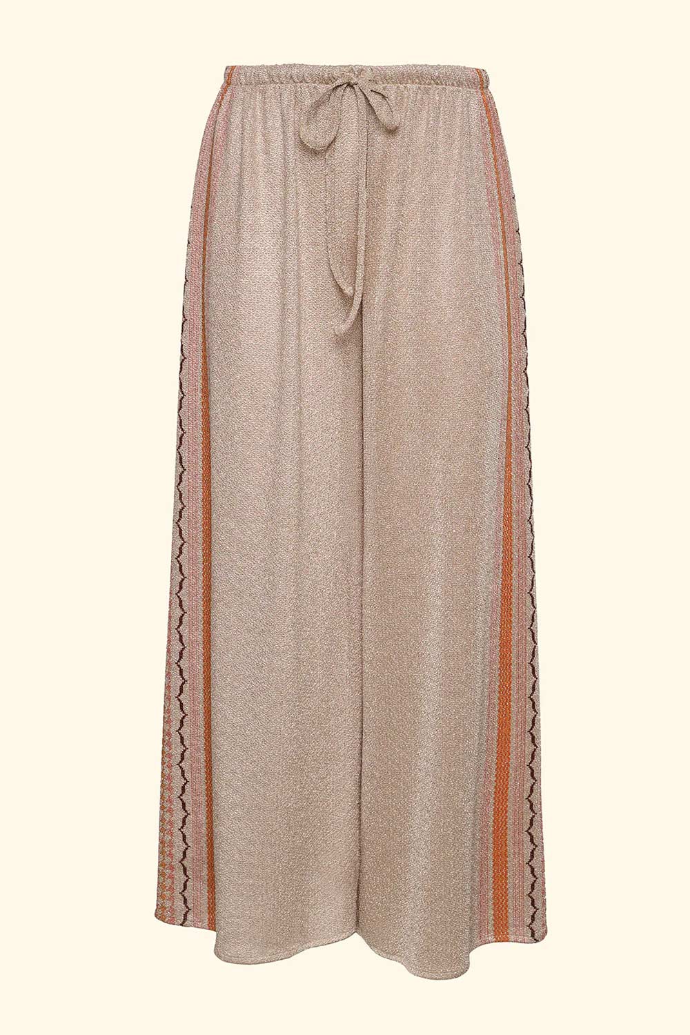 Donna Pantalone Palazzo FK Sabbia Lurex con Coulisse in Vita