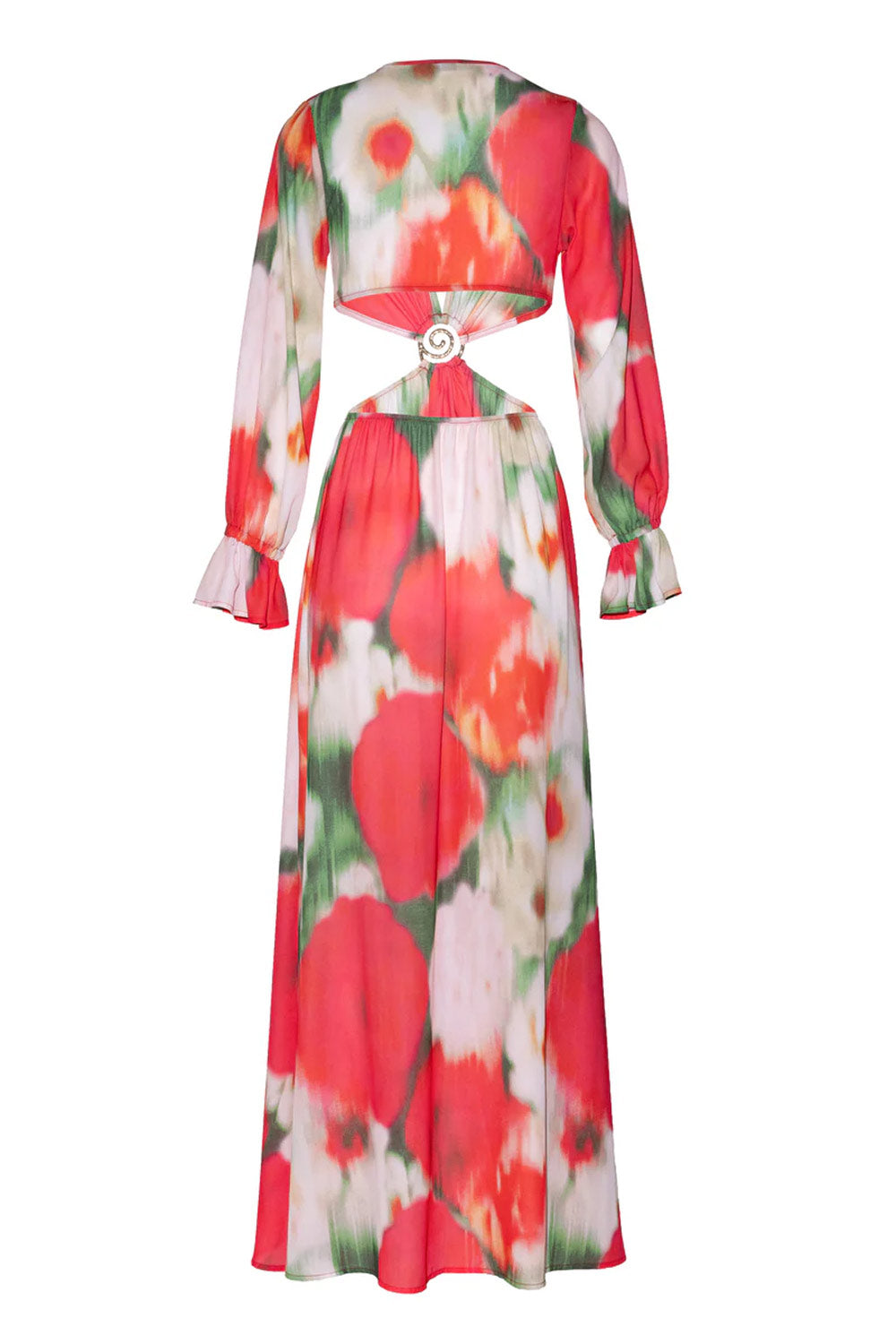 Donna Abito Lungo Floriana Botanic SAND Stampa Tropicale Gioiello