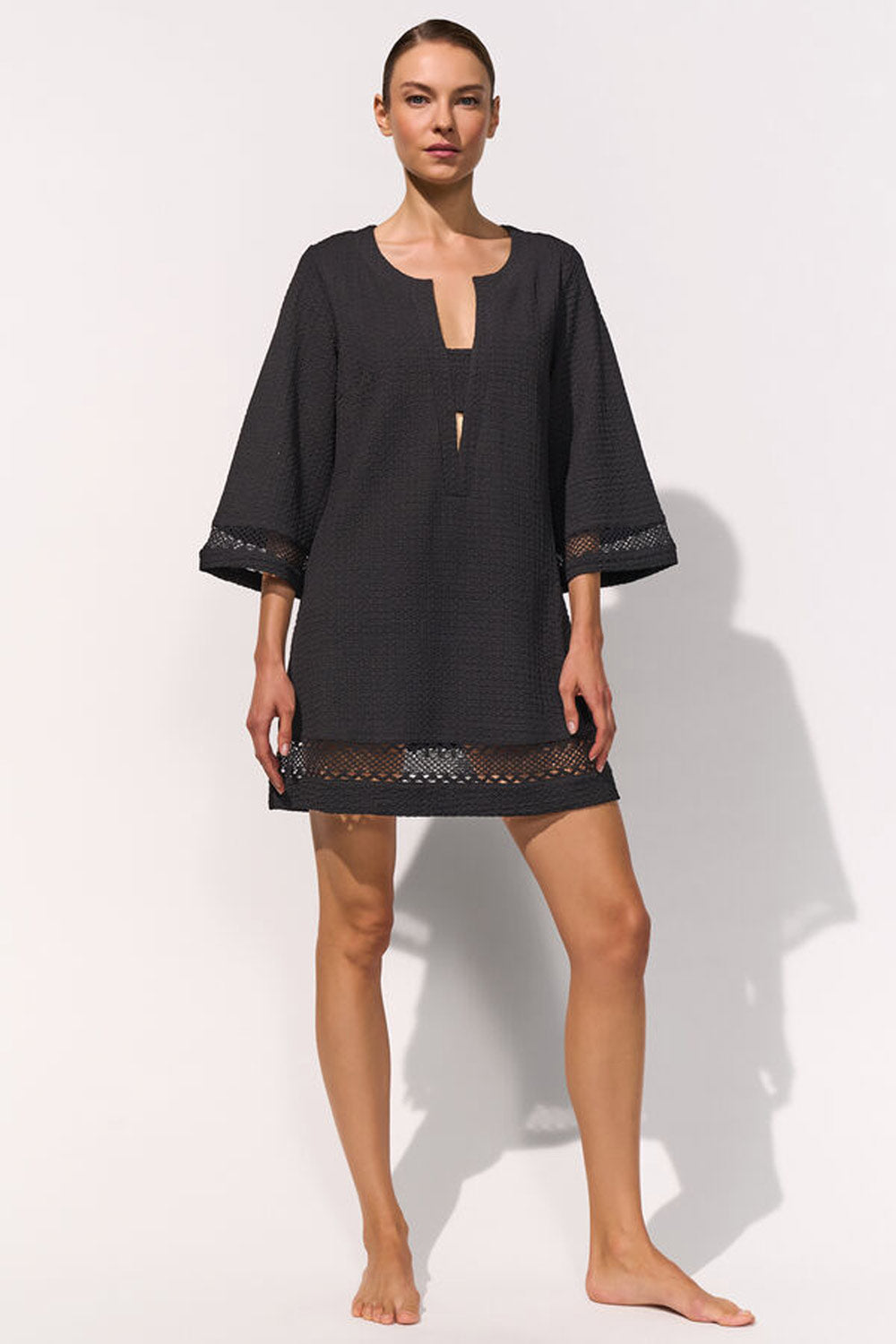 Maryan Mehlhorn - Kaftano con inserti in pizzo macramé geometrico