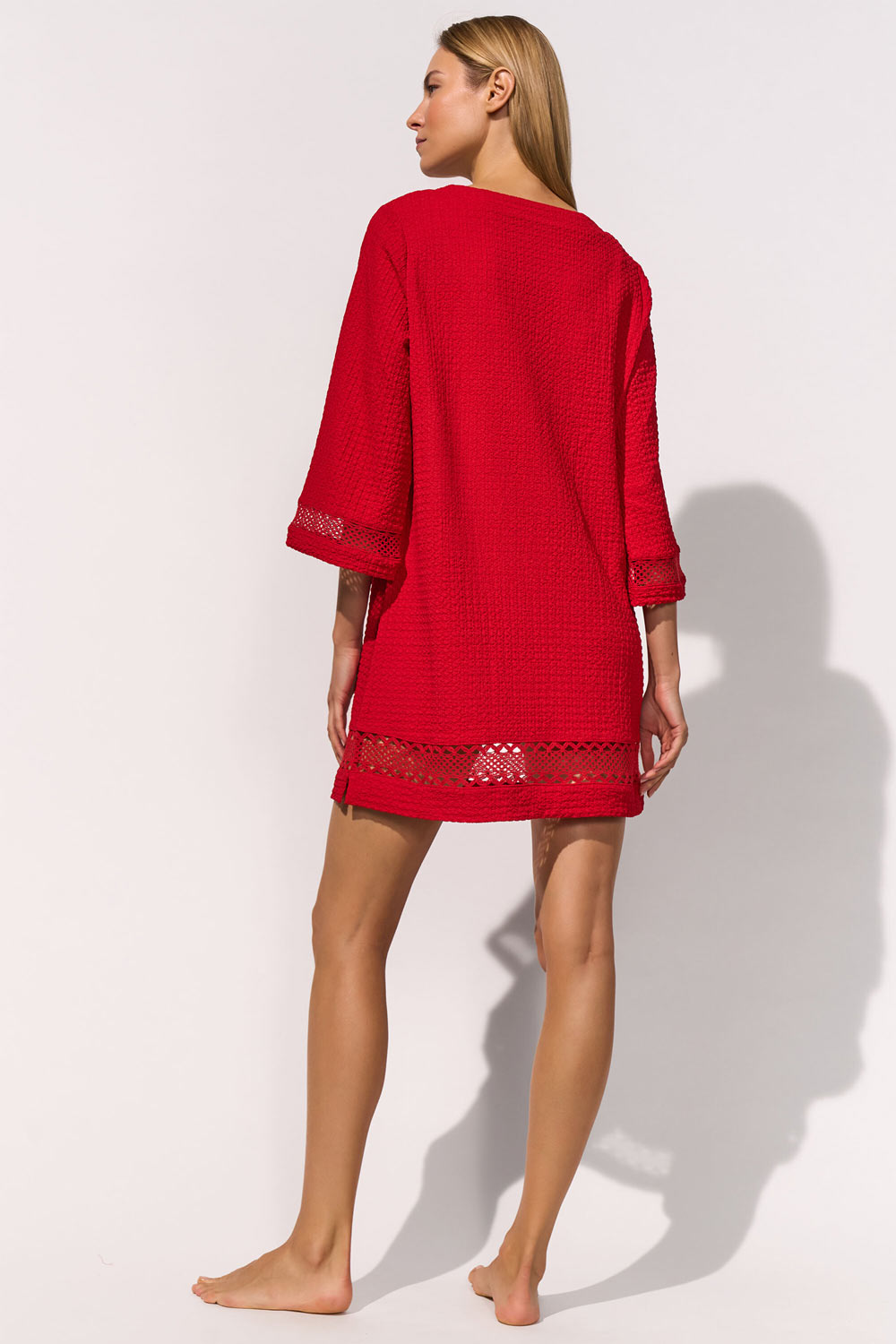 Maryan Mehlhorn - Kaftano con inserti in pizzo macramé geometrico