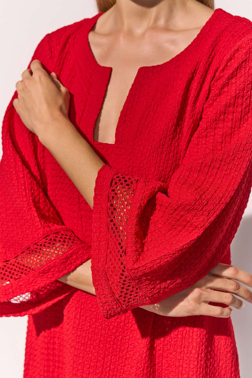 Maryan Mehlhorn - Kaftano con inserti in pizzo macramé geometrico