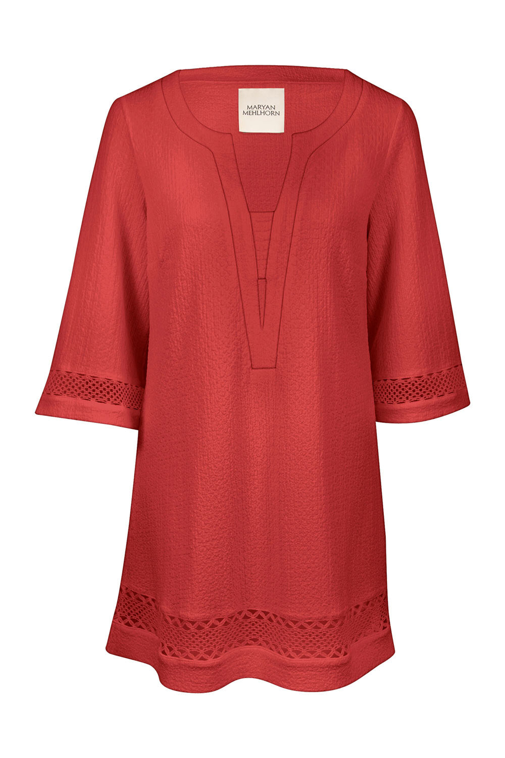 Maryan Mehlhorn - Kaftano con inserti in pizzo macramé geometrico