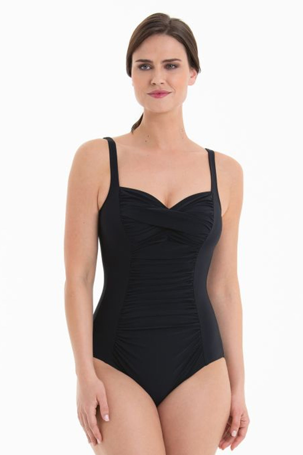 Donna Costume Intero Anita Michelle Modellante Nero Scollo a Cuore