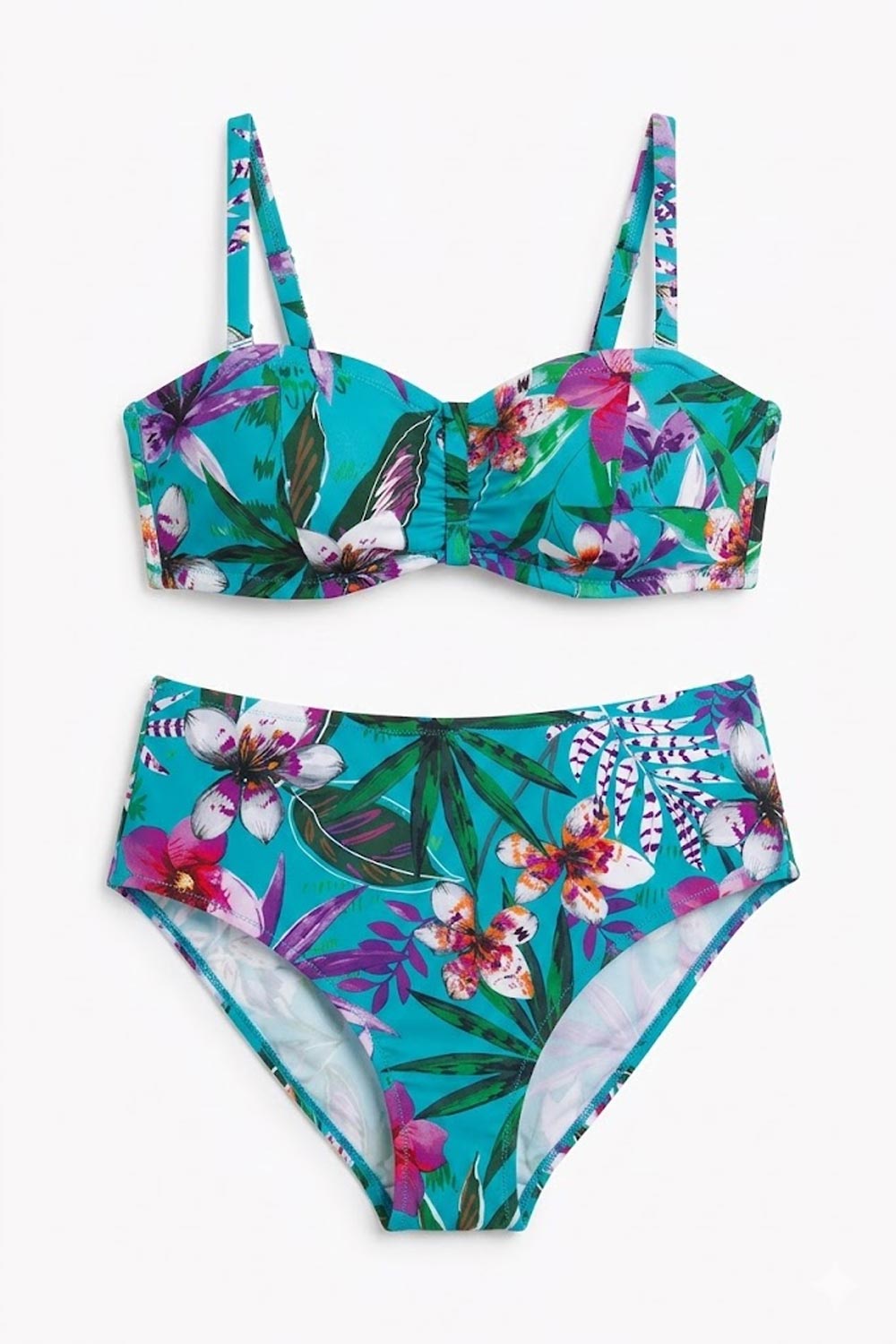 Donna Bikini Rosa Faia Fascia Coppa D Slip Alto Fantasia Tropicale