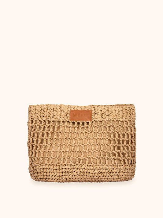 Donna Maxi Pochette Me Fui Rafia Marrone Chiaro Magnete