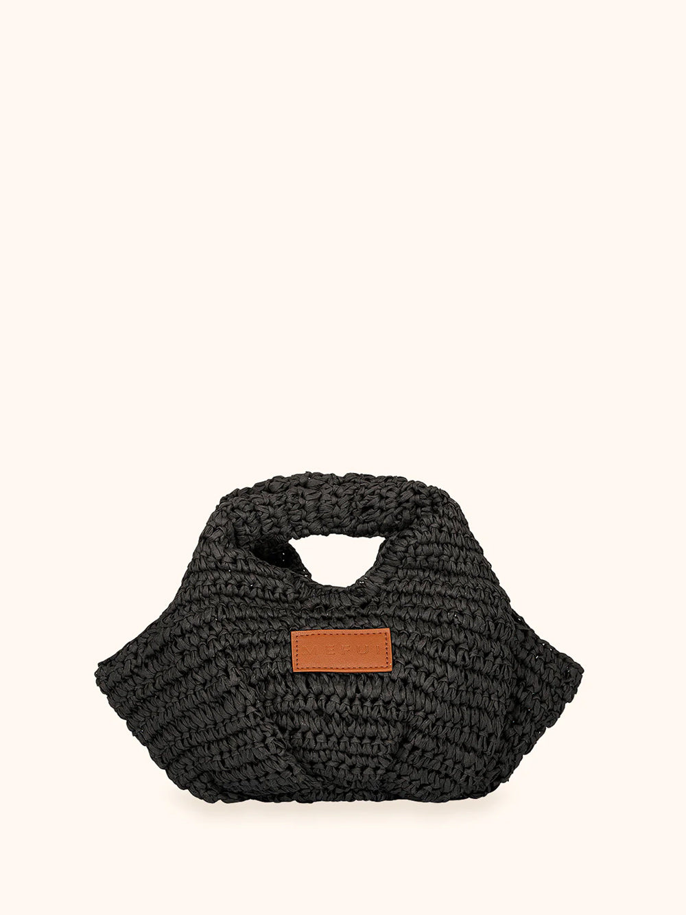 Donna Borsa Mini Me Fui Rafia Nero Magnete Fodera Interna