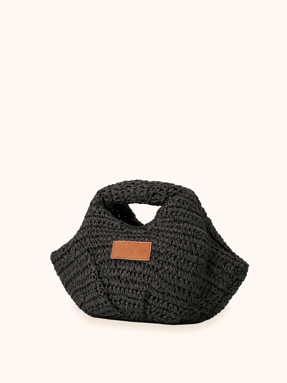 Donna Borsa Mini Me Fui Rafia Nero Magnete Fodera Interna