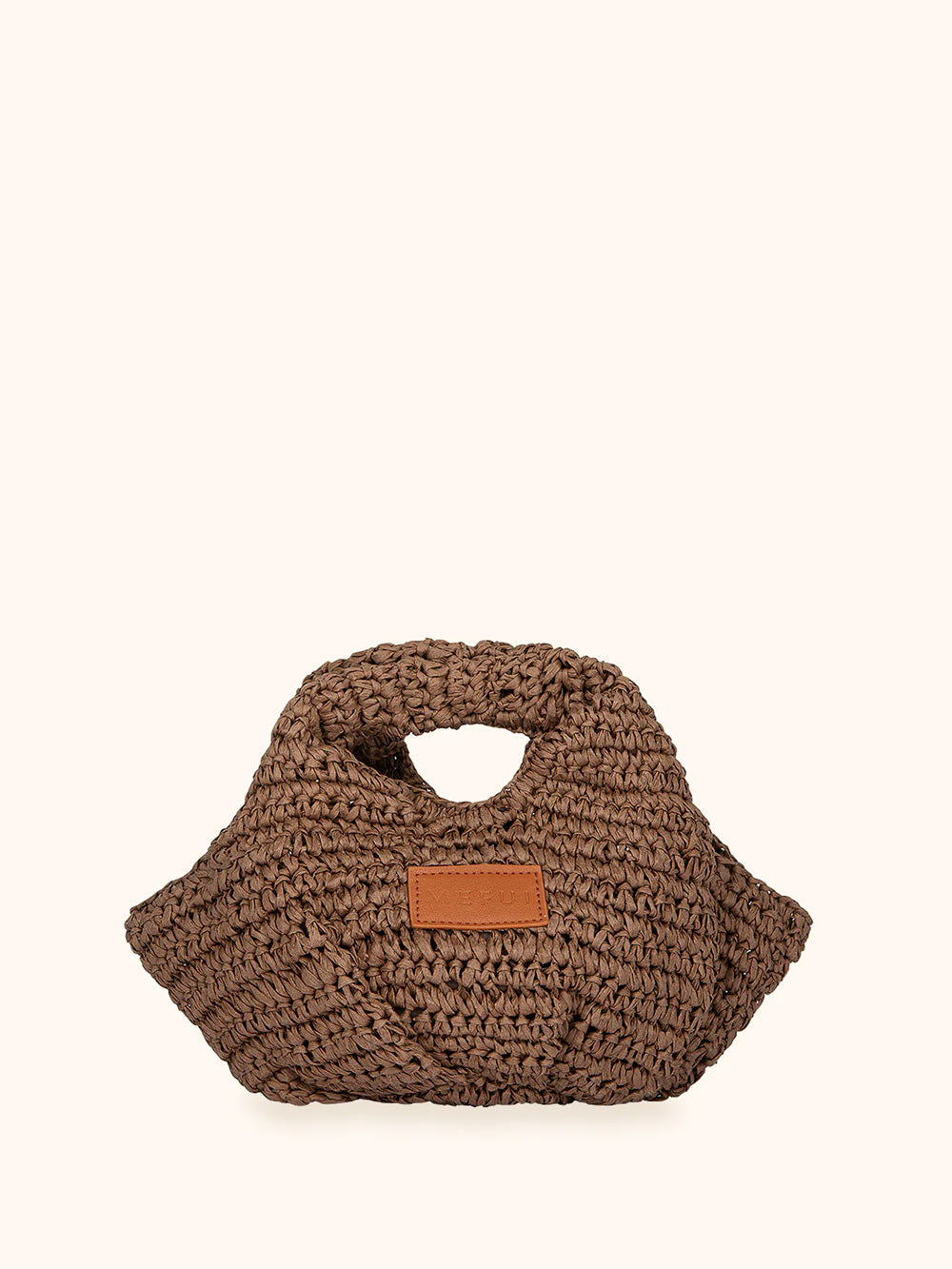 Donna Borsa Mini Me Fui Rafia Marrone Magnete Fodera Interna