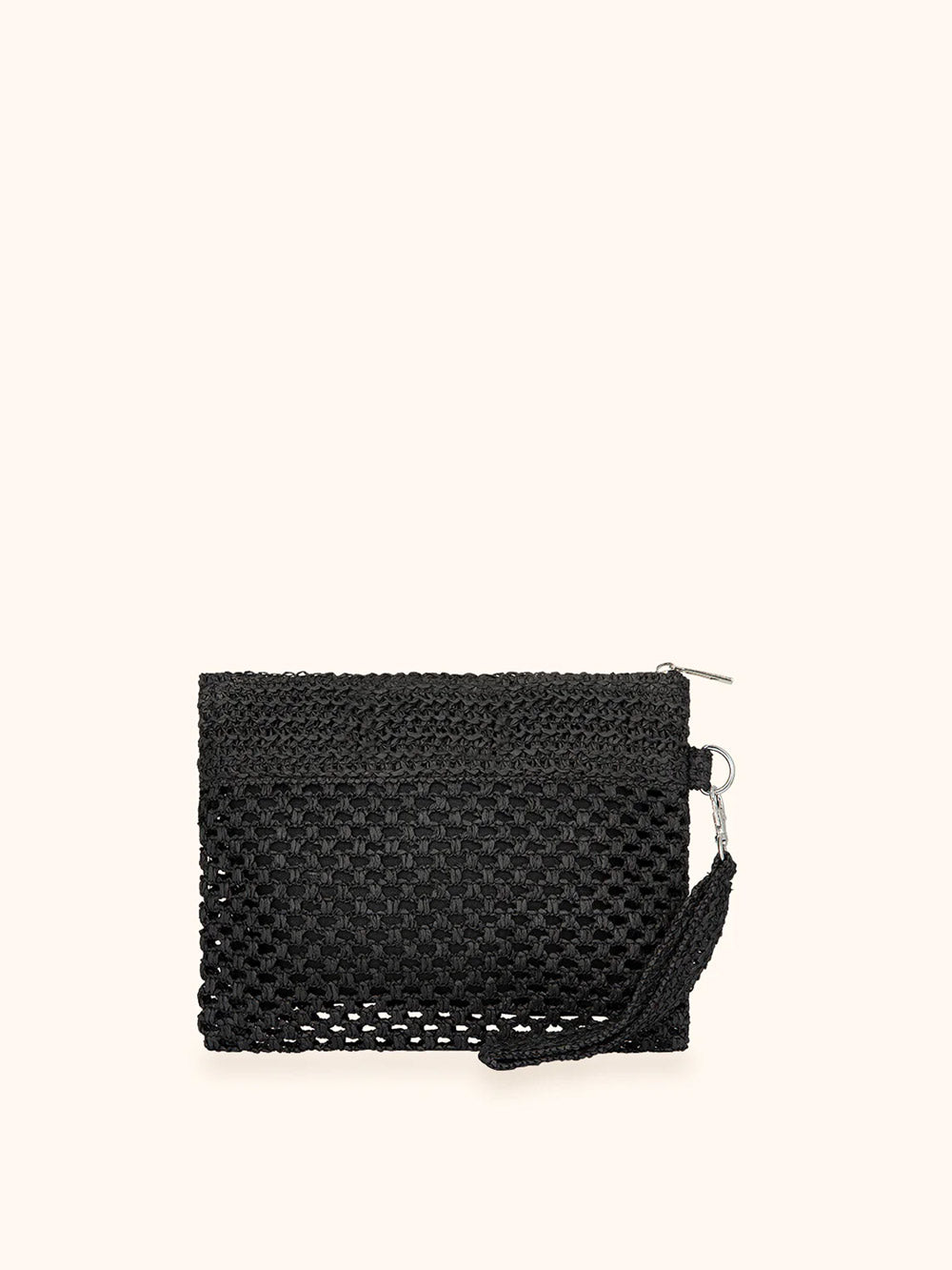 Donna Mini Pochette Me Fui Rafia Nero Zip Laccetto Removibile