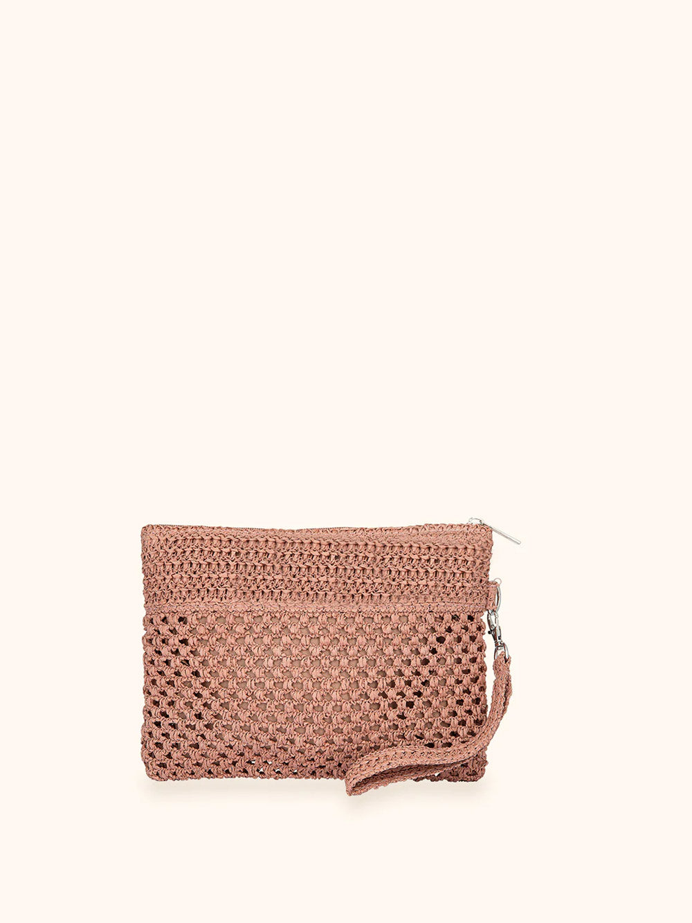 Donna Mini Pochette Me Fui Rafia Rosa Zip Laccetto Removibile