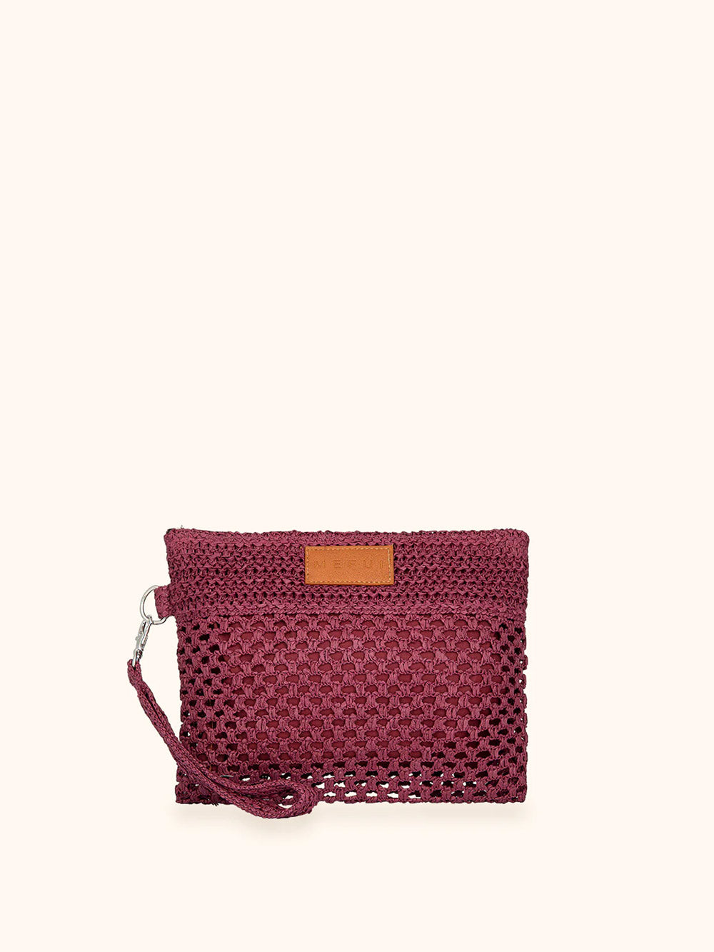 Donna Mini Pochette Me Fui Rafia Plum Zip Laccetto Removibile