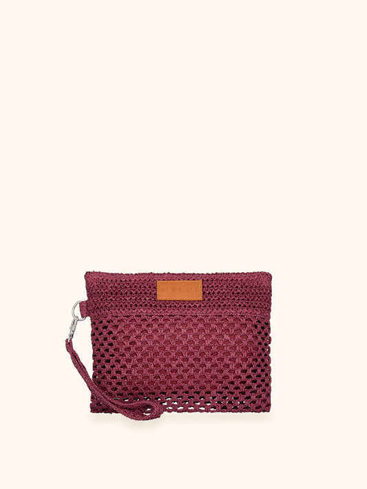 Donna Mini Pochette Me Fui Rafia Plum Zip Laccetto Removibile