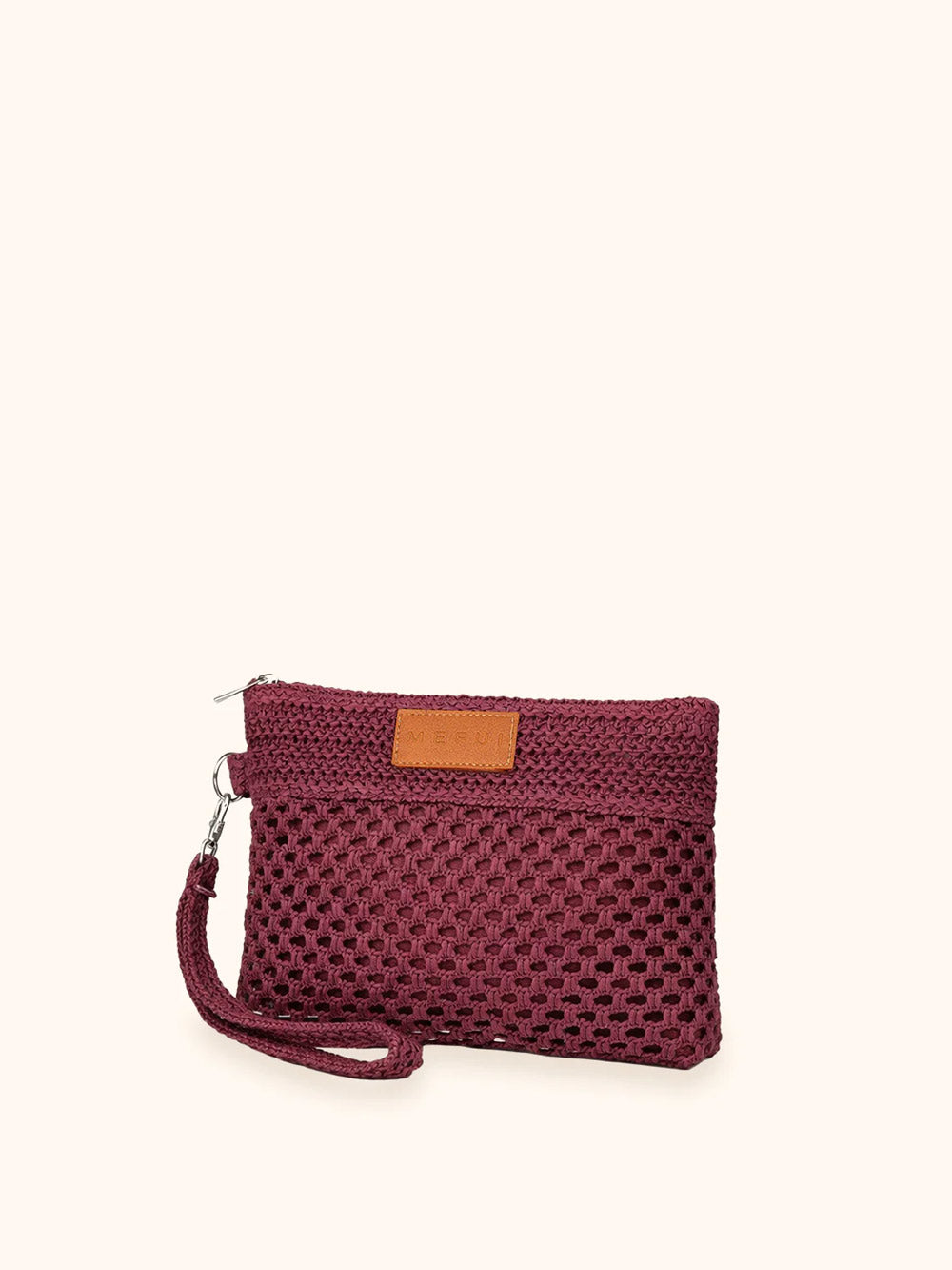Donna Mini Pochette Me Fui Rafia Plum Zip Laccetto Removibile