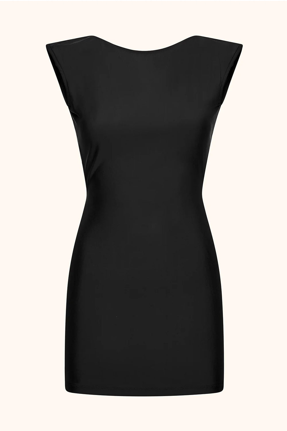 Donna Abito Corto Me Fui Lycra Nero Scollo Barca Schiena Scoperta