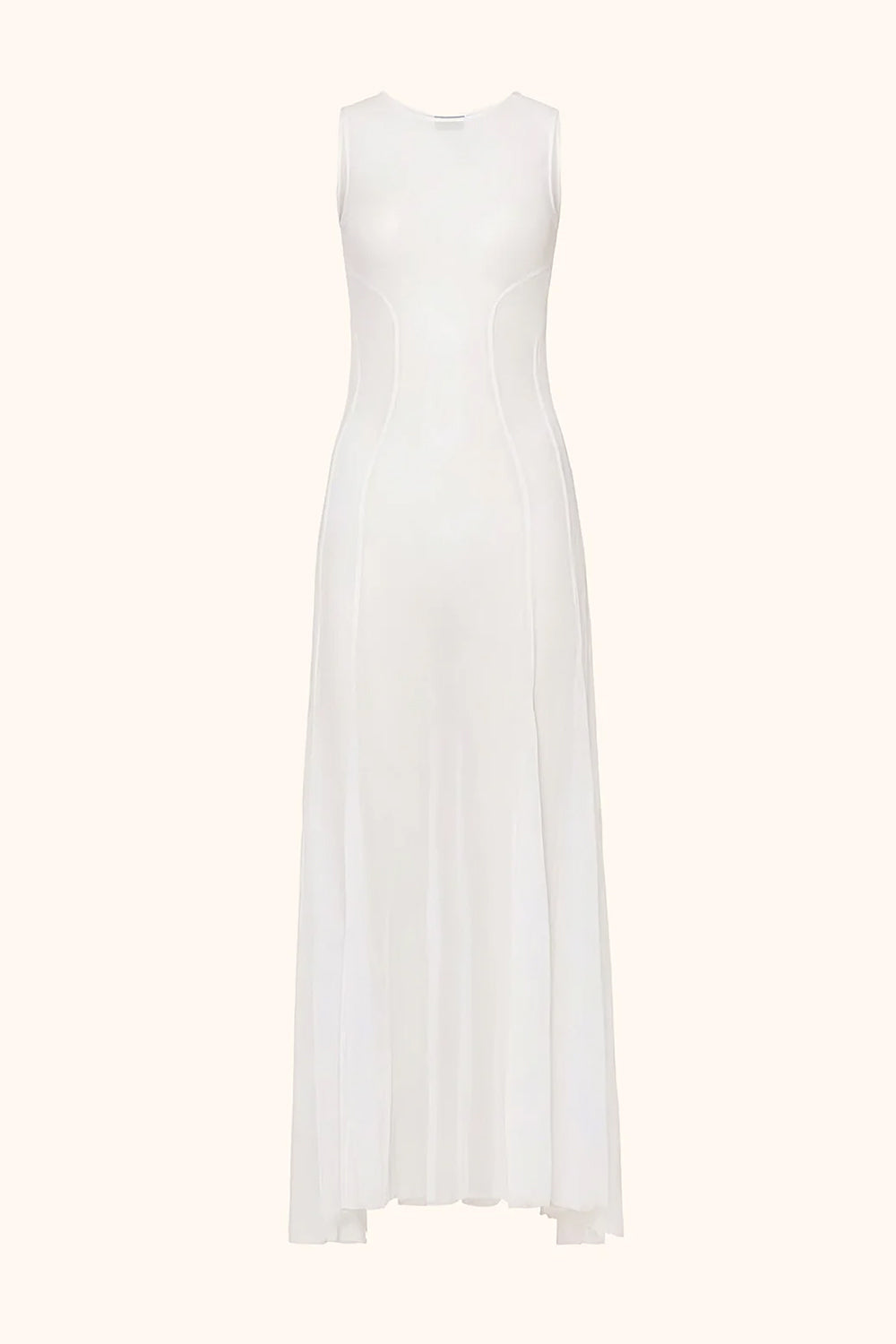 Donna Abito Lungo Me Fui Tulle Bianco Trasparente Senza Maniche