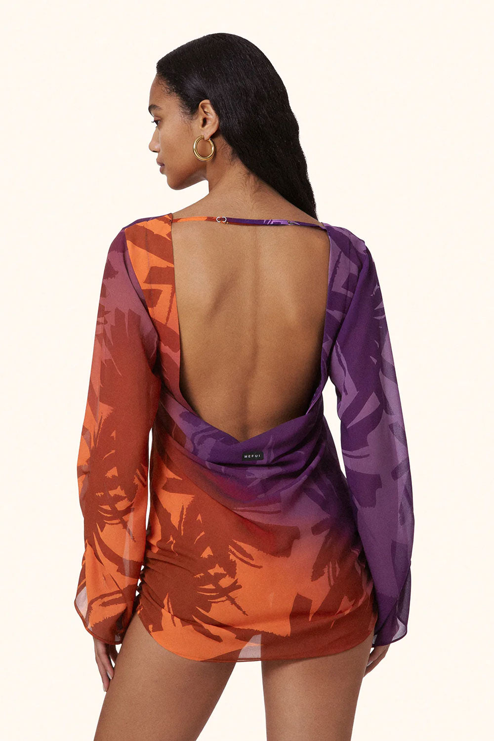 Donna Abito Corto Me Fui Georgette Fantasy Tropicale Scollo Schiena