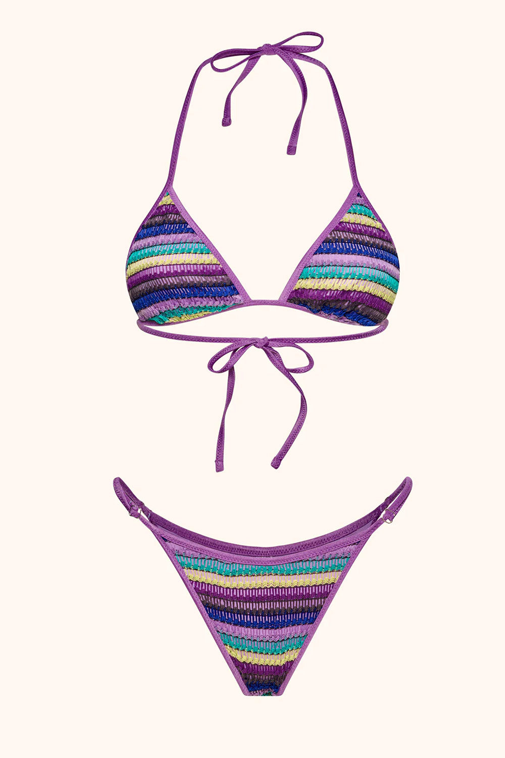 Donna Bikini Me Fui Triangolo Uncinetto Slip Regolabile Purple