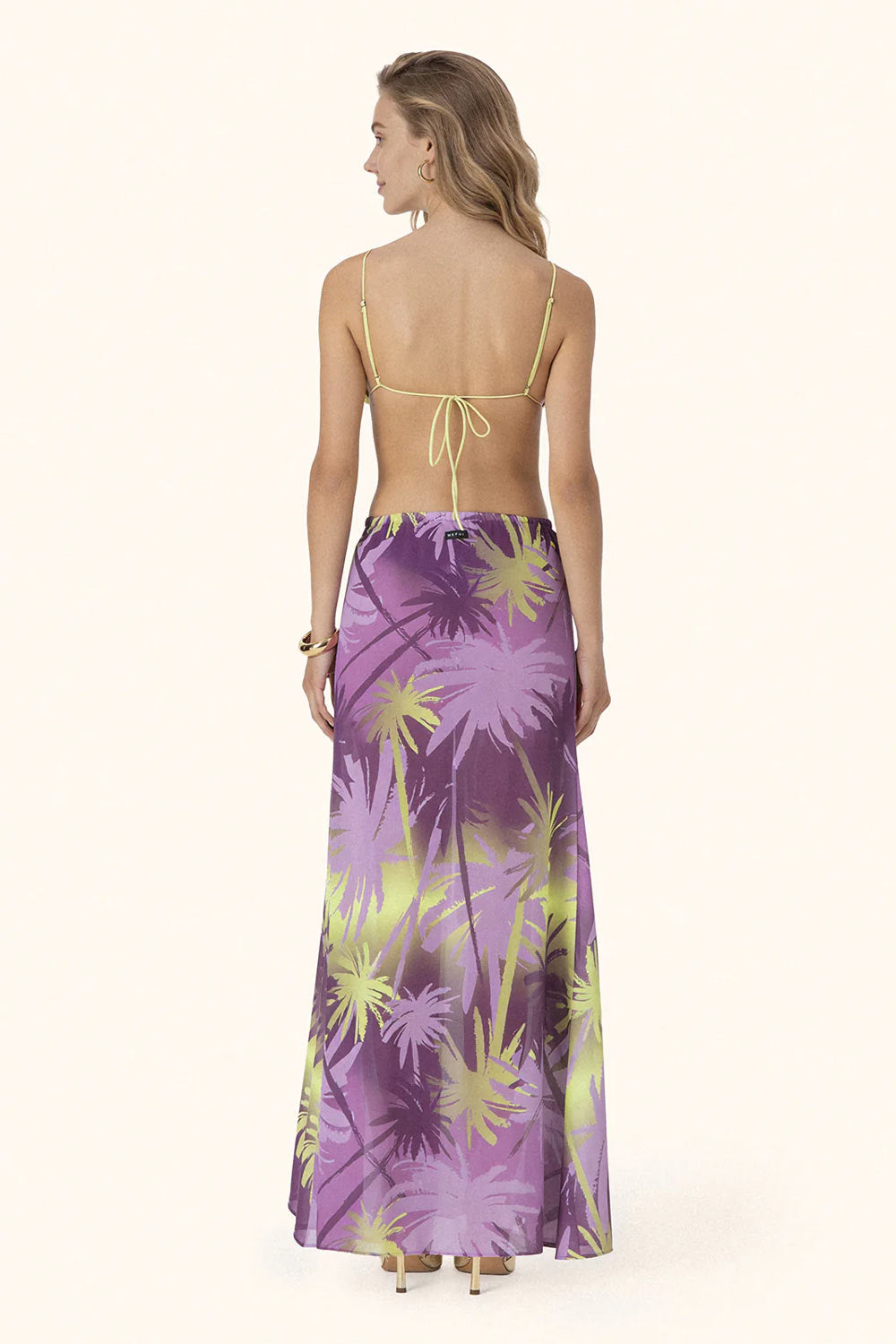 Donna Gonna Lunga Me Fui Georgette Fantasy Tropicale Purple