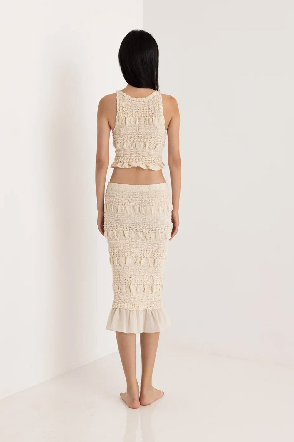 Donna Set Gonna Niobe e Top Agave CHRISTIAN ZEN in Cotone Avorio