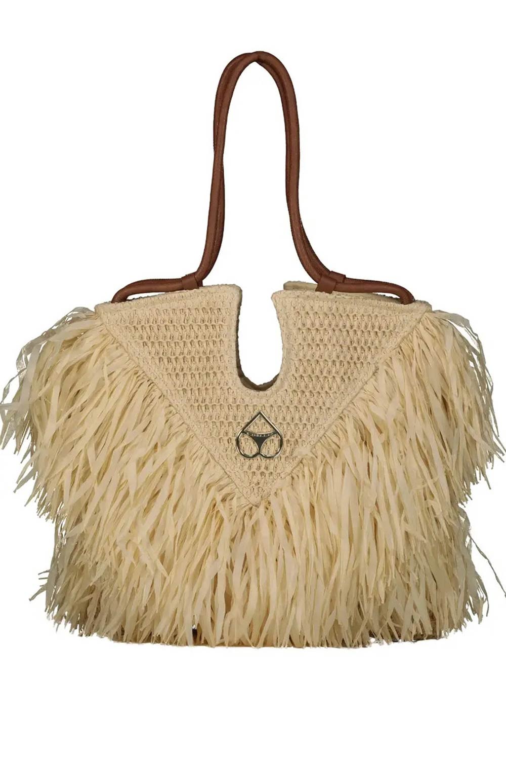 Miss Bikini - Borsa in eco Rafia con frange V6003A TEX MIX NATU