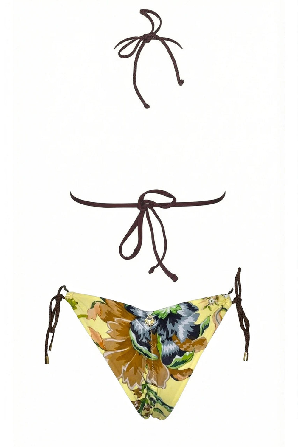 Donna Bikini Miss Bikini Triangolo Rete Paillettes Verde e Giallo
