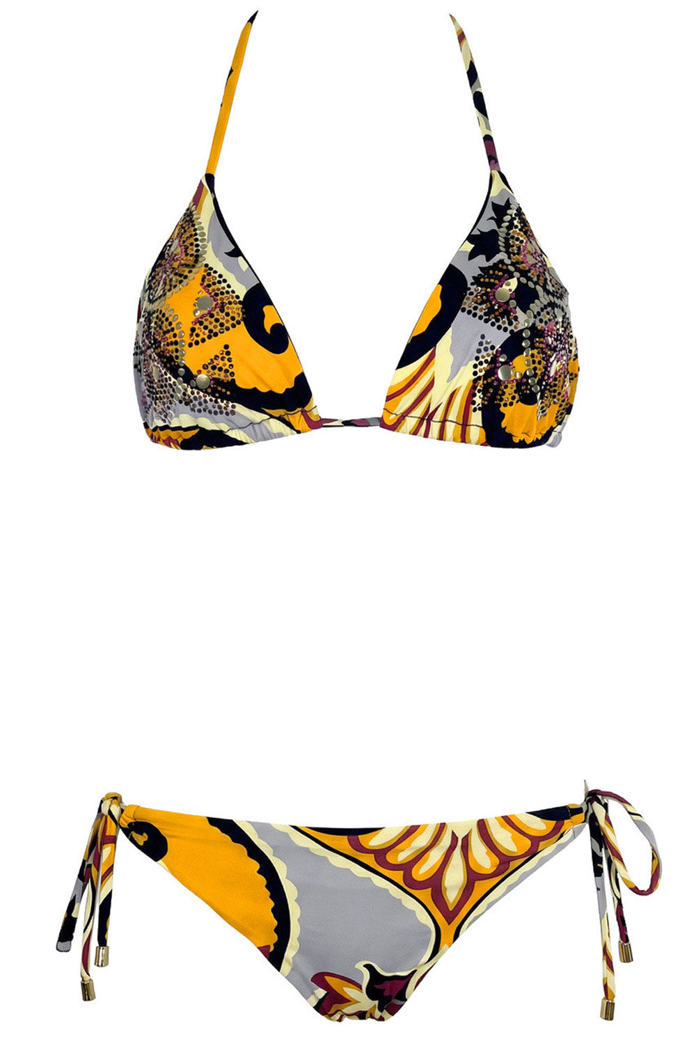 Miss Bikini - Bikini Triangolo damascato con cristalli