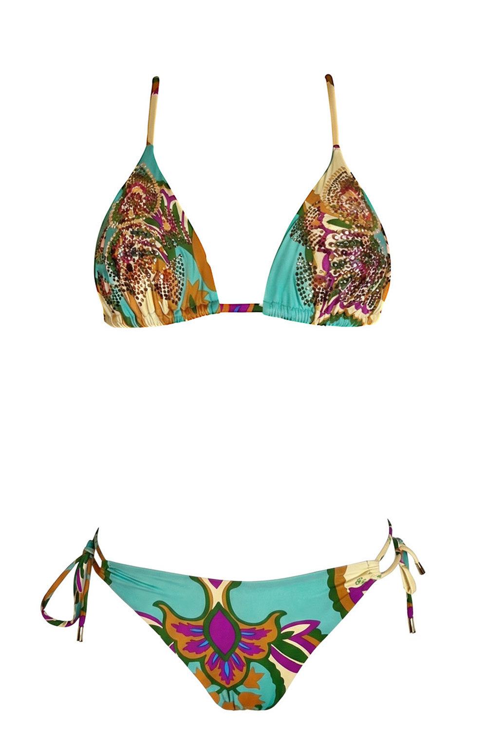 Miss Bikini - Bikini Triangolo damascato con cristalli V6031S W0636 DATU