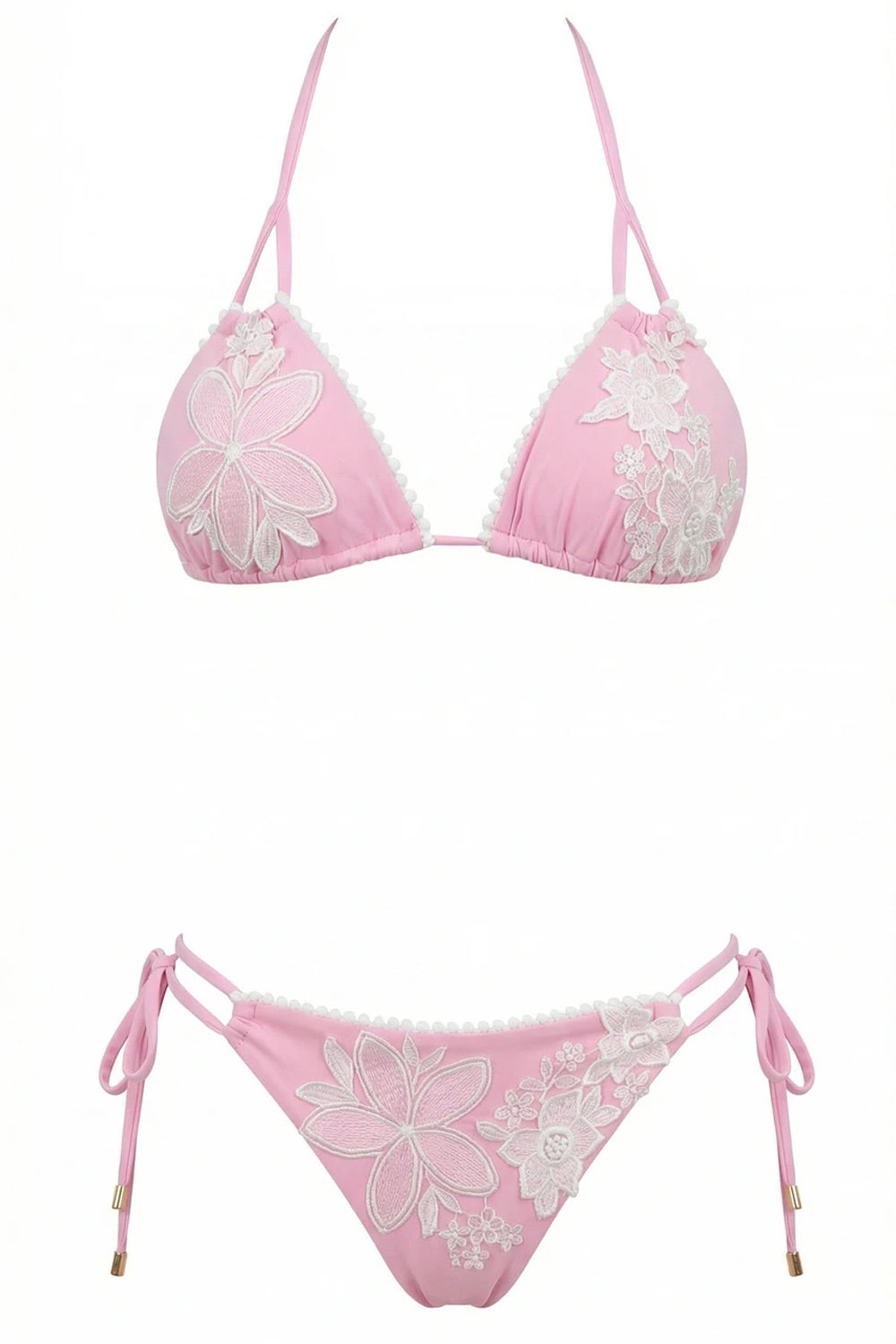 Donna Bikini Triangolo Miss Bikini Luxe Pizzo Floreale Rosa