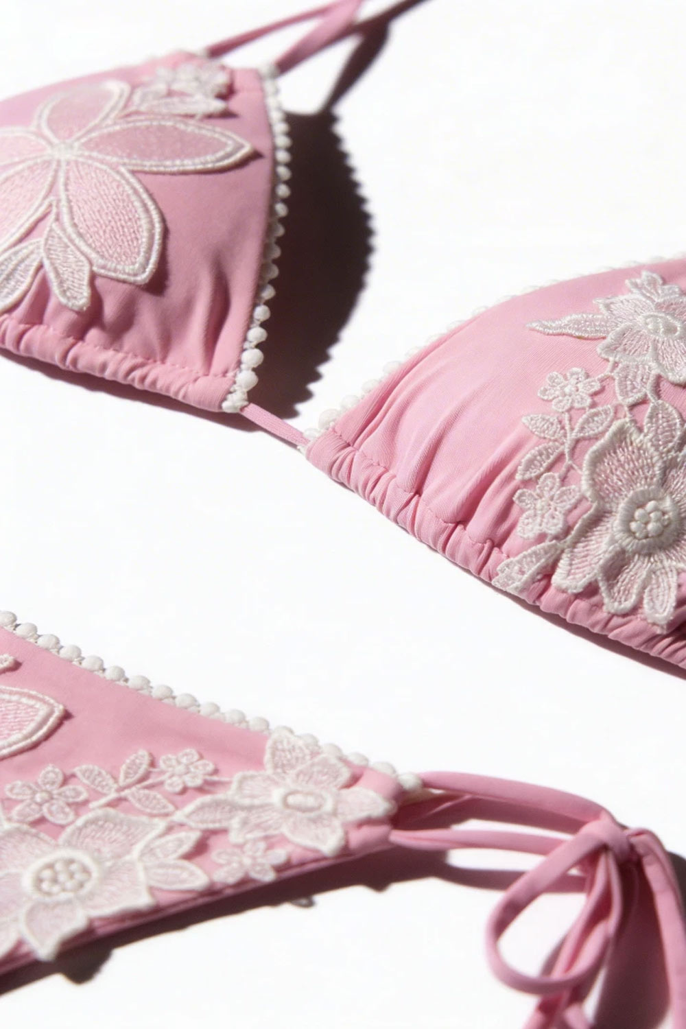 Donna Bikini Triangolo Miss Bikini Luxe Pizzo Floreale Rosa