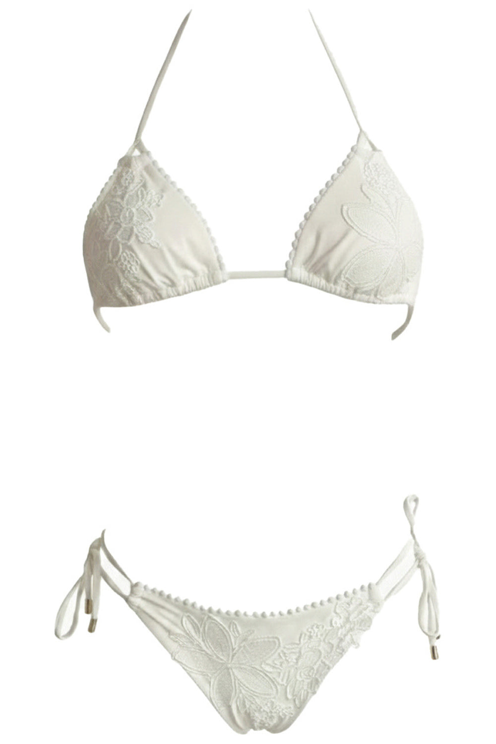 Donna Bikini Triangolo Miss Bikini Luxe Pizzo Floreale Bianco
