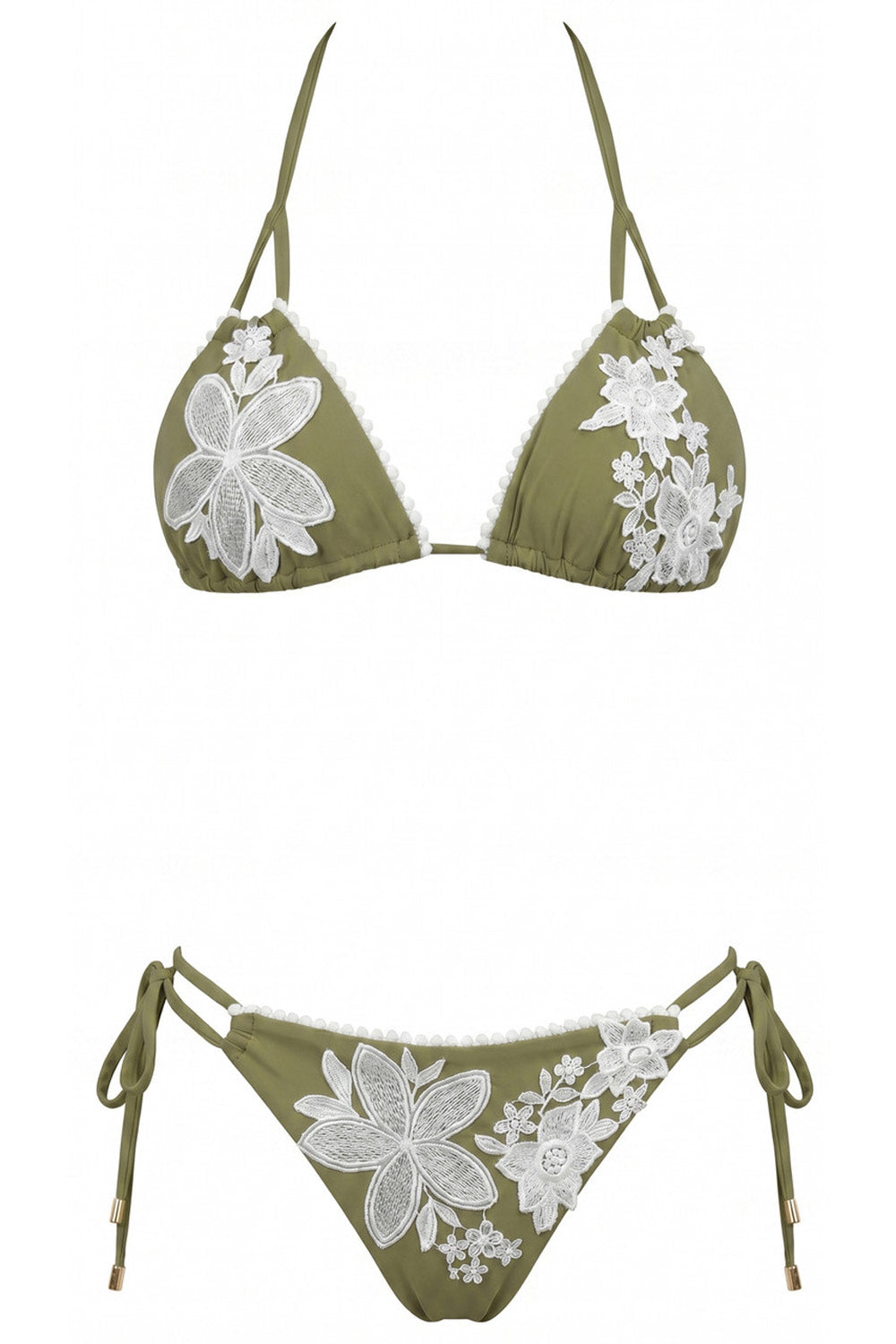 Donna Bikini Triangolo Miss Bikini Luxe Pizzo Floreale Verde