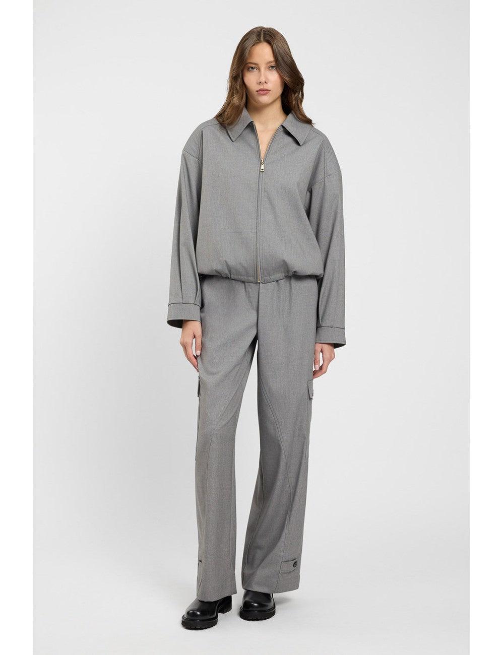 Twinset pantalone donna in grigio melange cargo